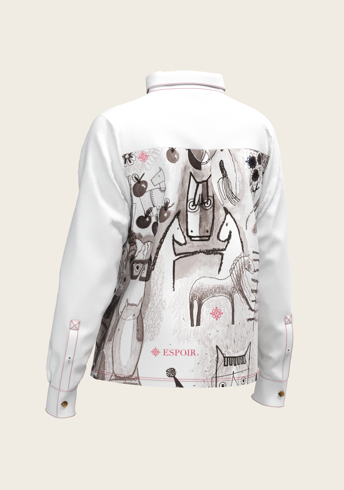 The Horse Fair in Monochrome Loose Fitting Button Shirt