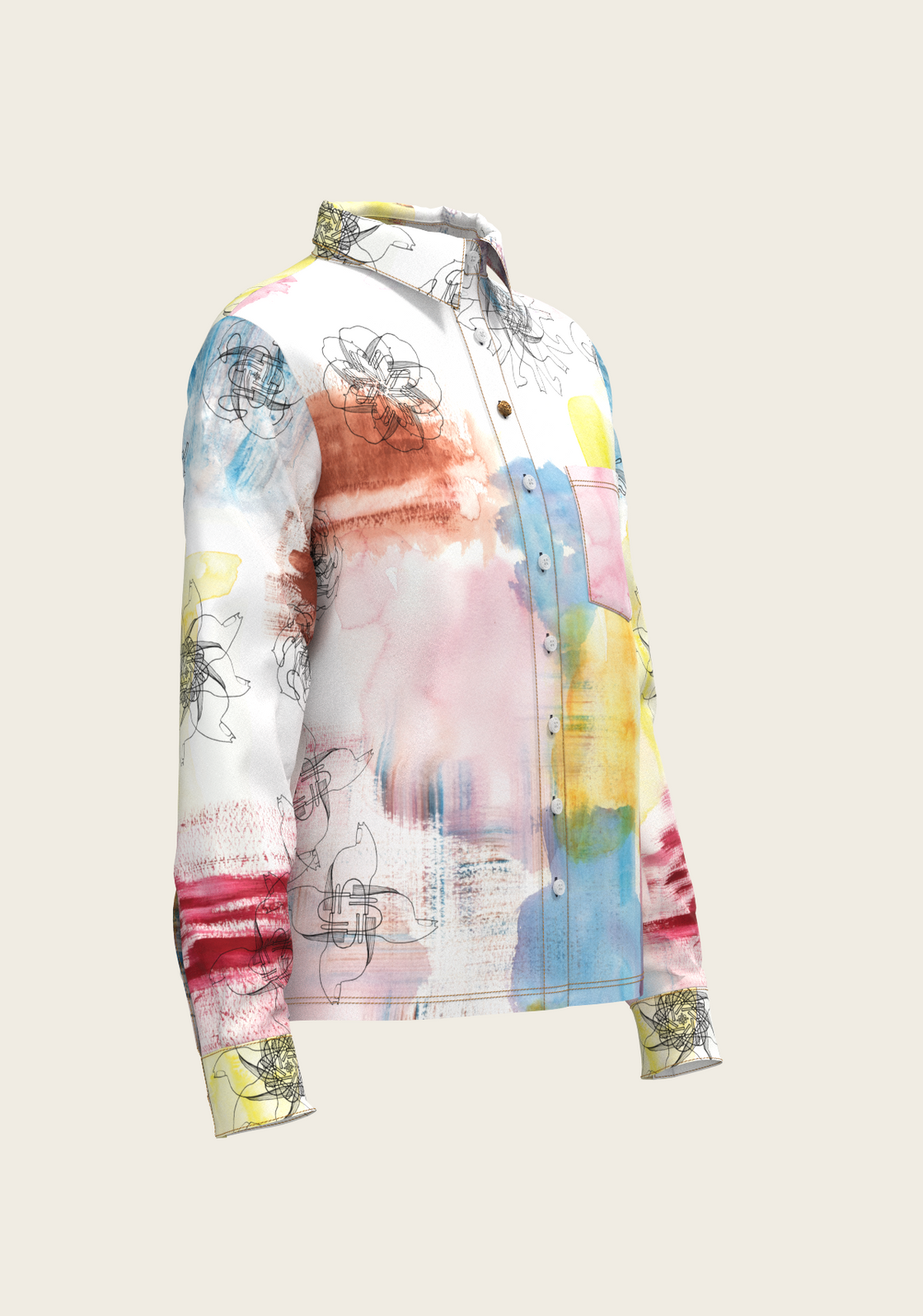 Horse Flower Fair Loose Fitting Button Shirt