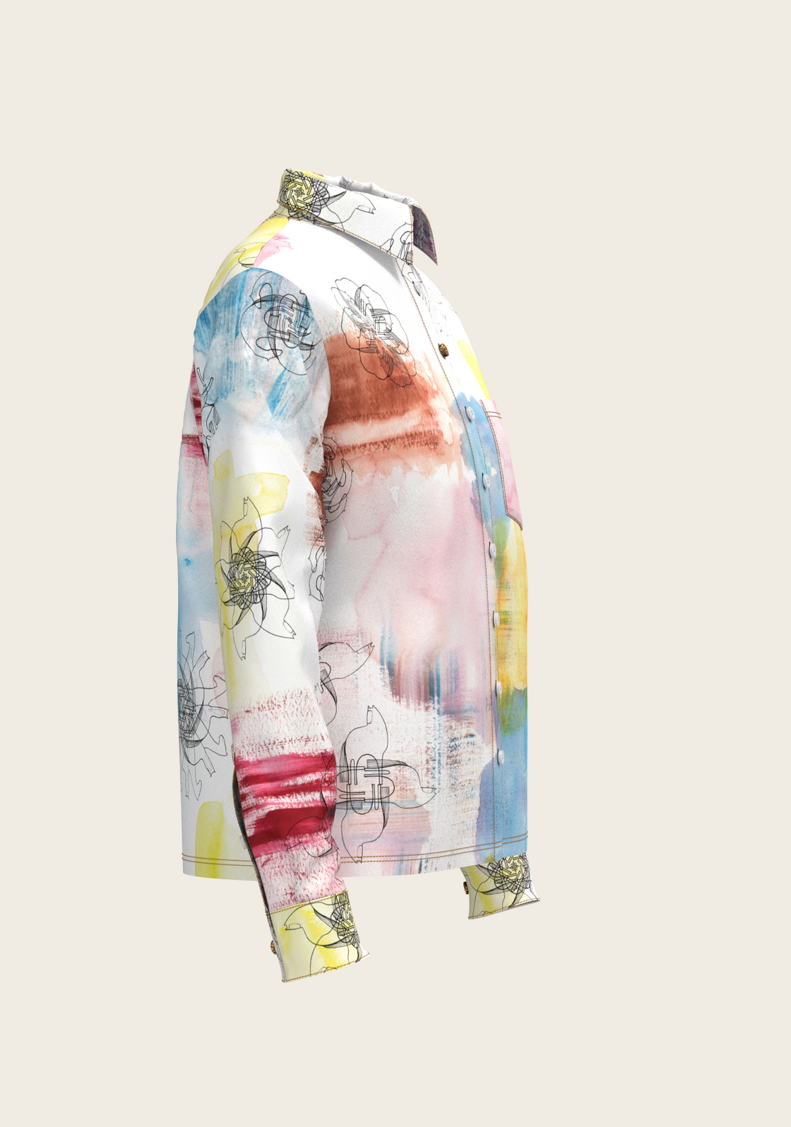Horse Flower Fair Loose Fitting Button Shirt