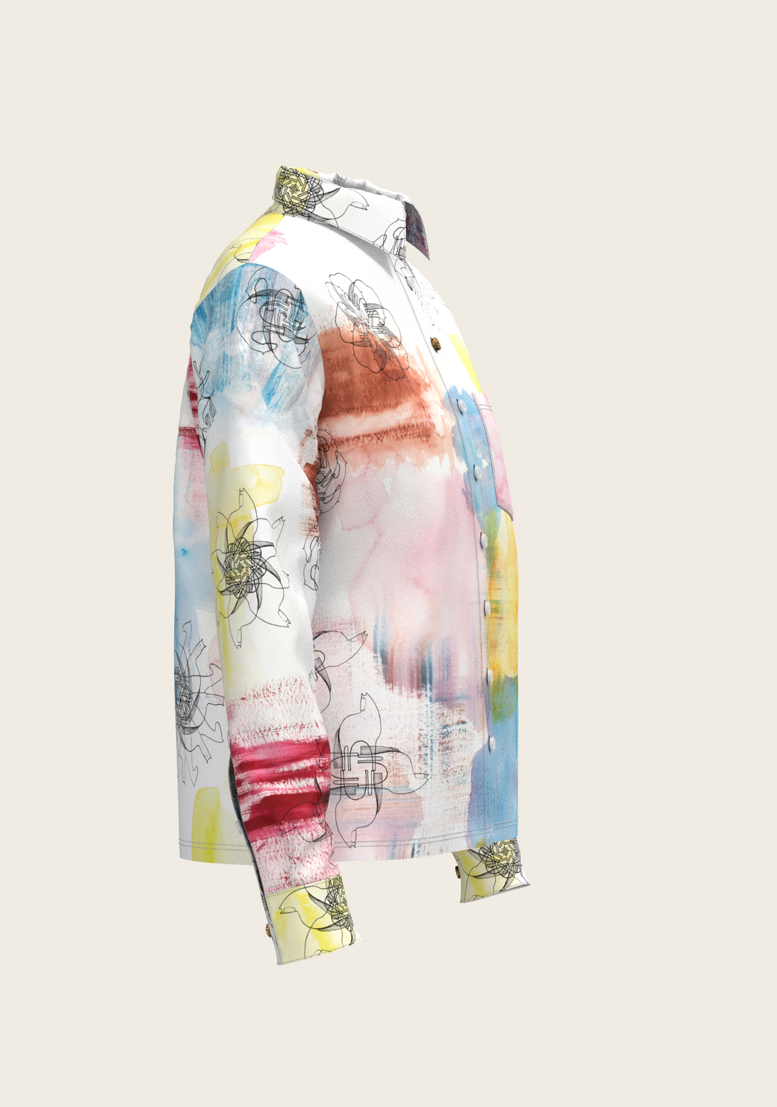 Horse Flower Fair Loose Fitting Button Shirt