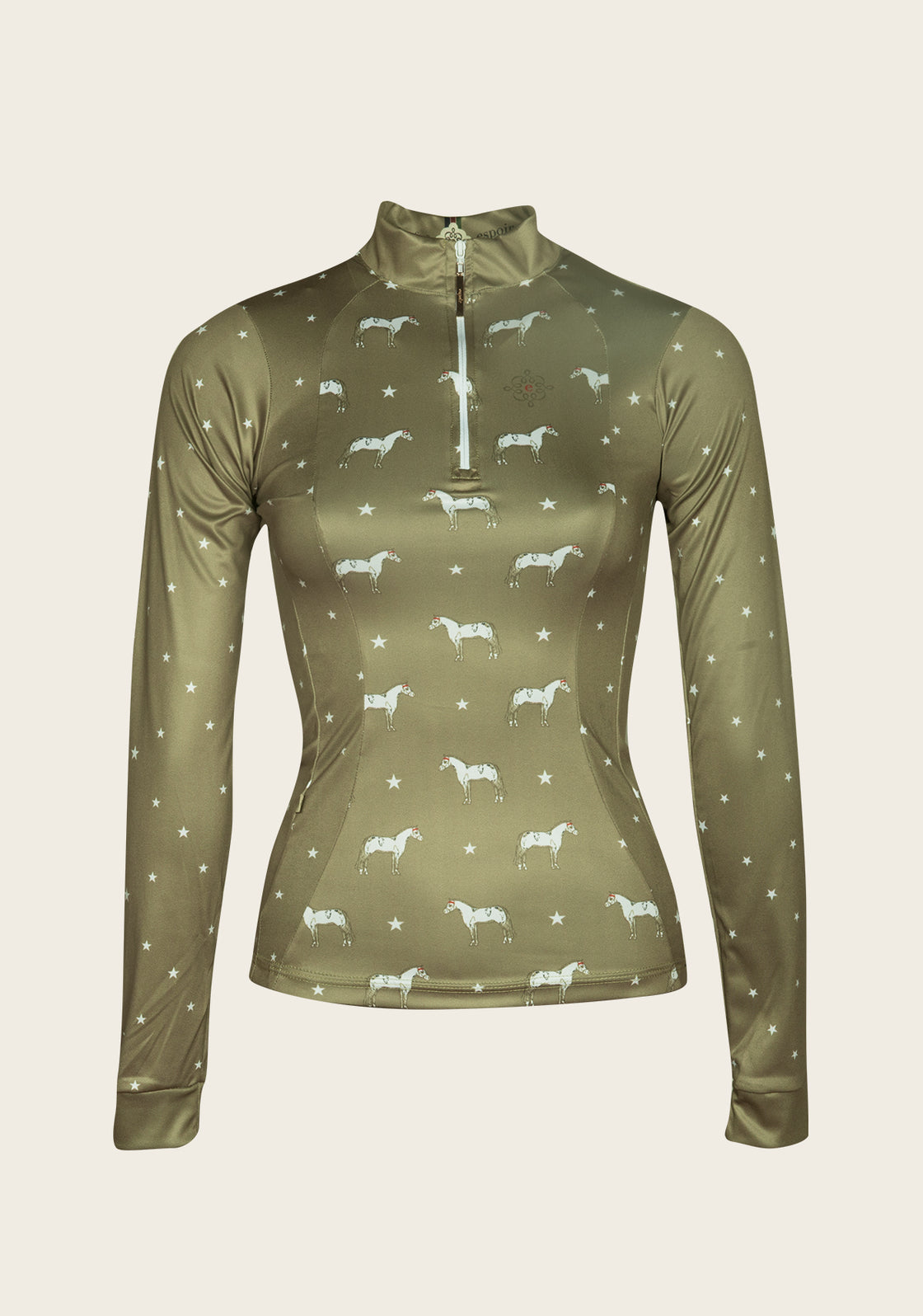 Olive Horse & Star Quarter Zip Sun Shirt