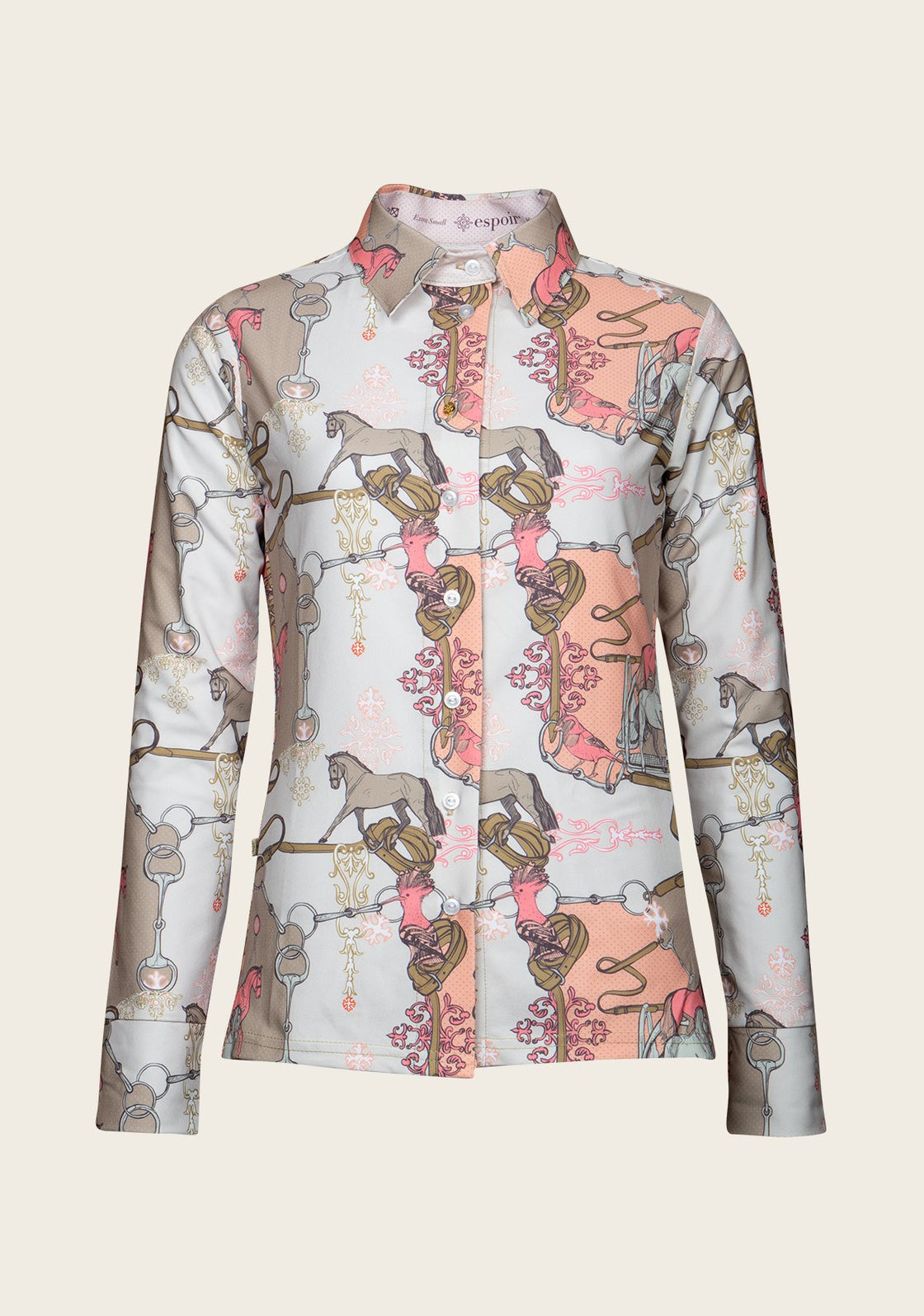 Espoir Peach & Beige Carnival Ladies’ Button Shirt