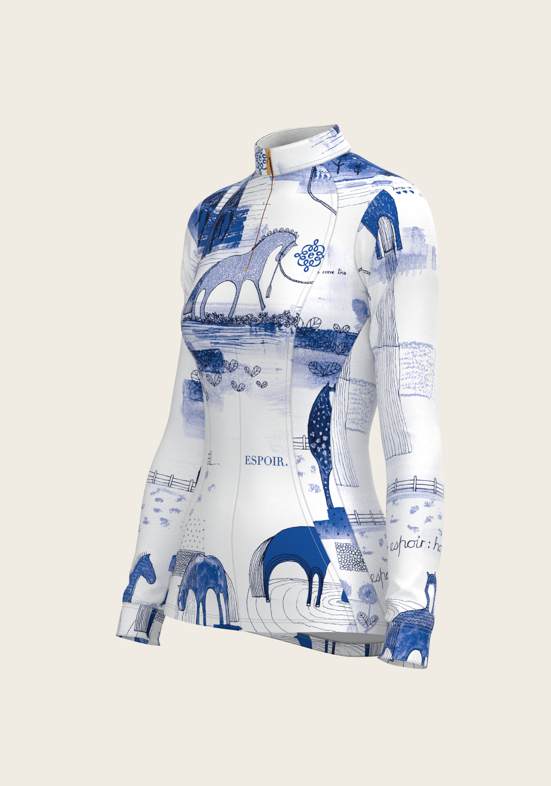 Daydreaming Horses in Blue Quarter Zip Sun Shirt