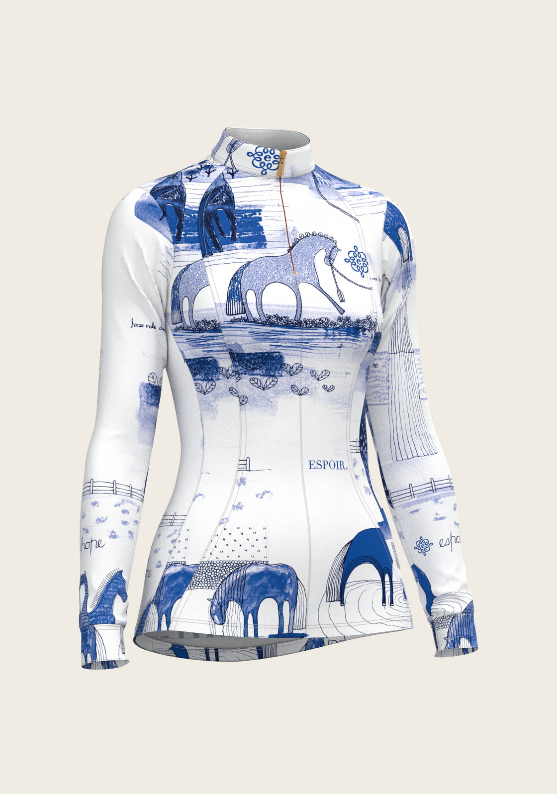 Daydreaming Horses in Blue Quarter Zip Sun Shirt