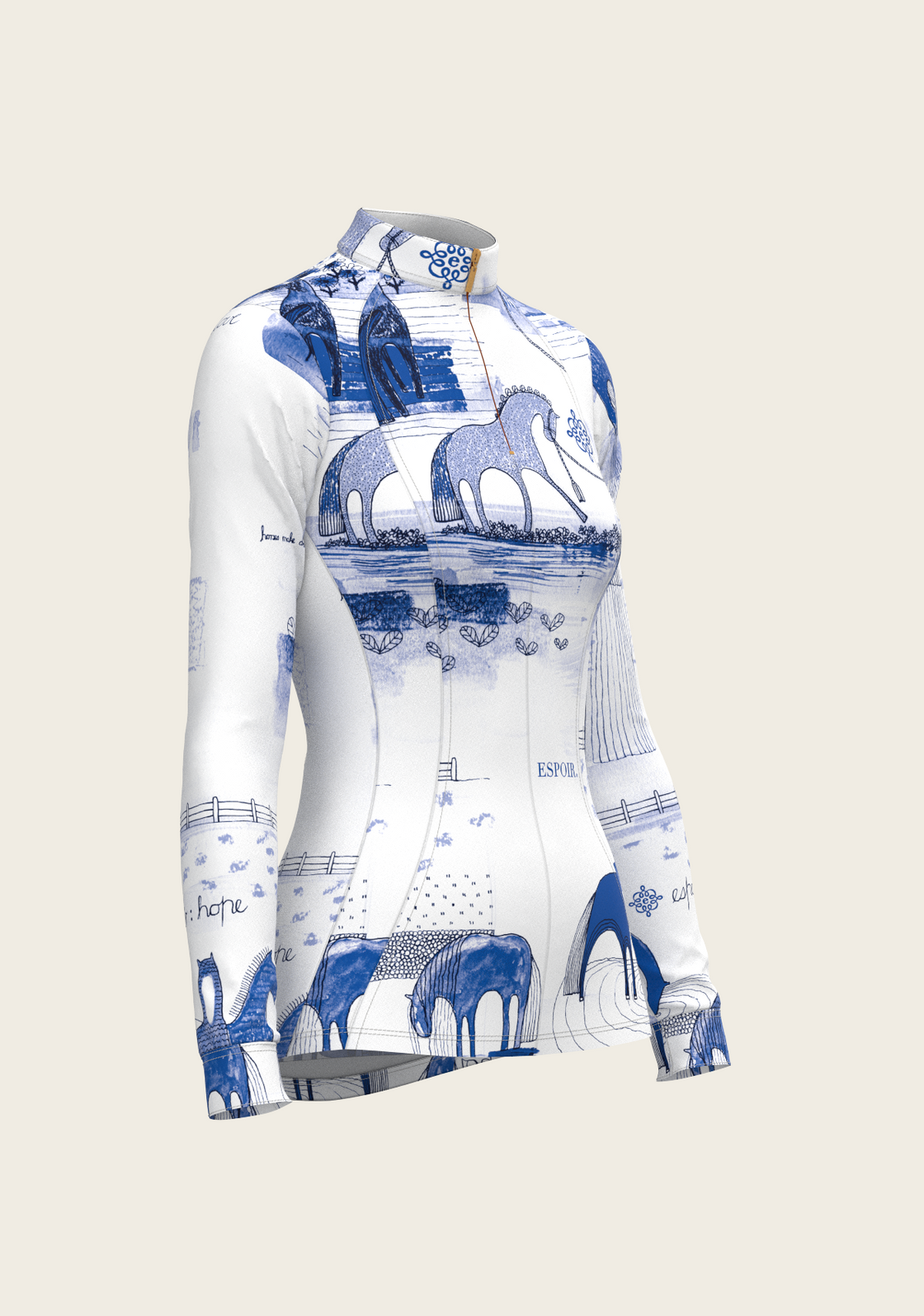 Daydreaming Horses in Blue Quarter Zip Sun Shirt