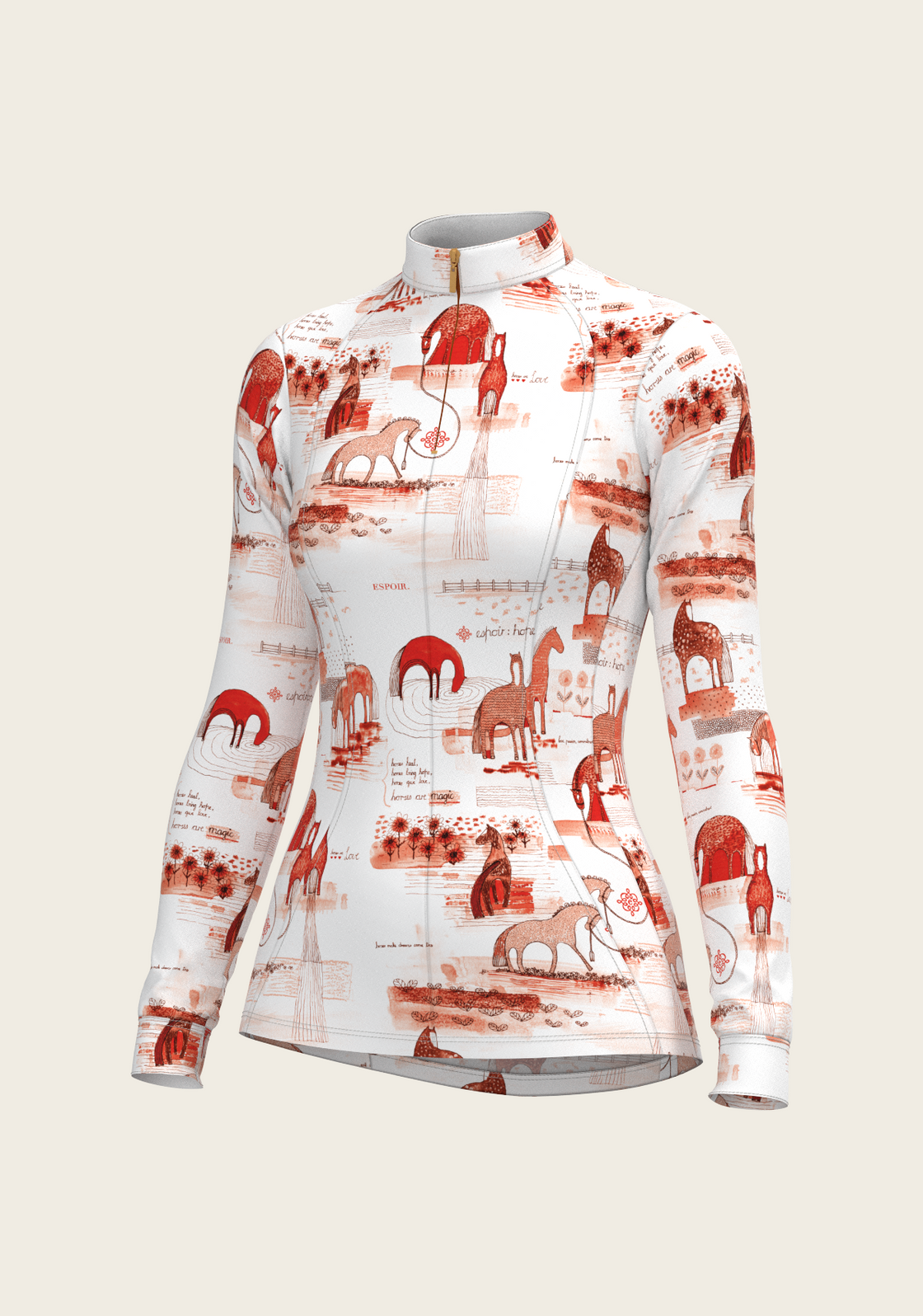 Daydreaming Horses in Red Quarter Zip Sun Shirt