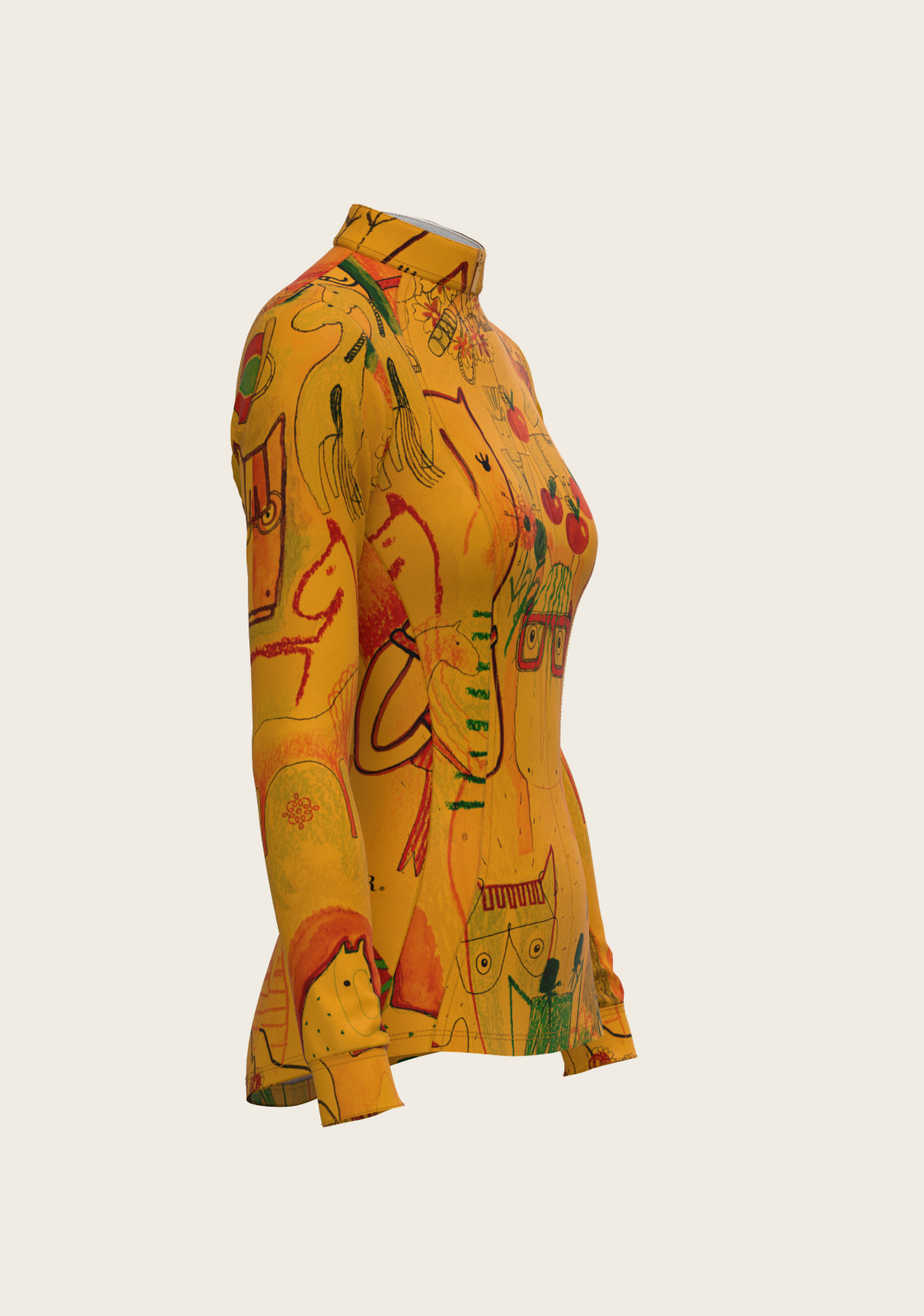 The Horse Fair in Ochre Quarter Zip Sun Shirt