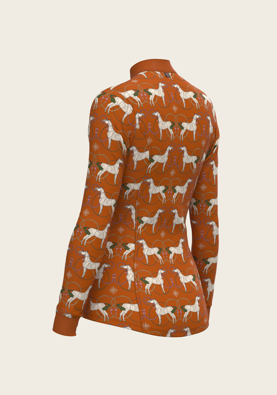 Roped Horses on Tan Quarter Zip Sun Shirt