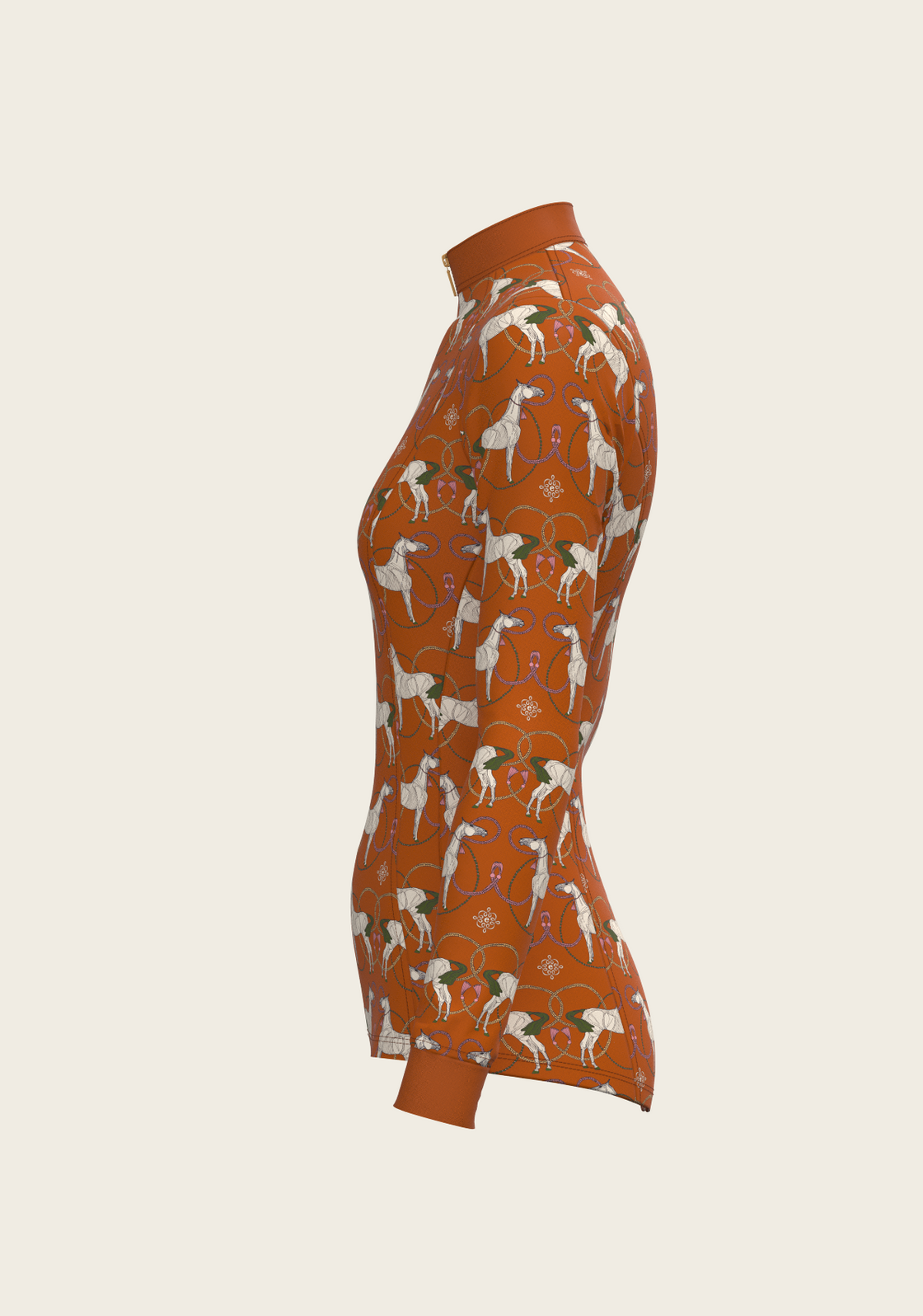 Roped Horses on Tan Quarter Zip Sun Shirt