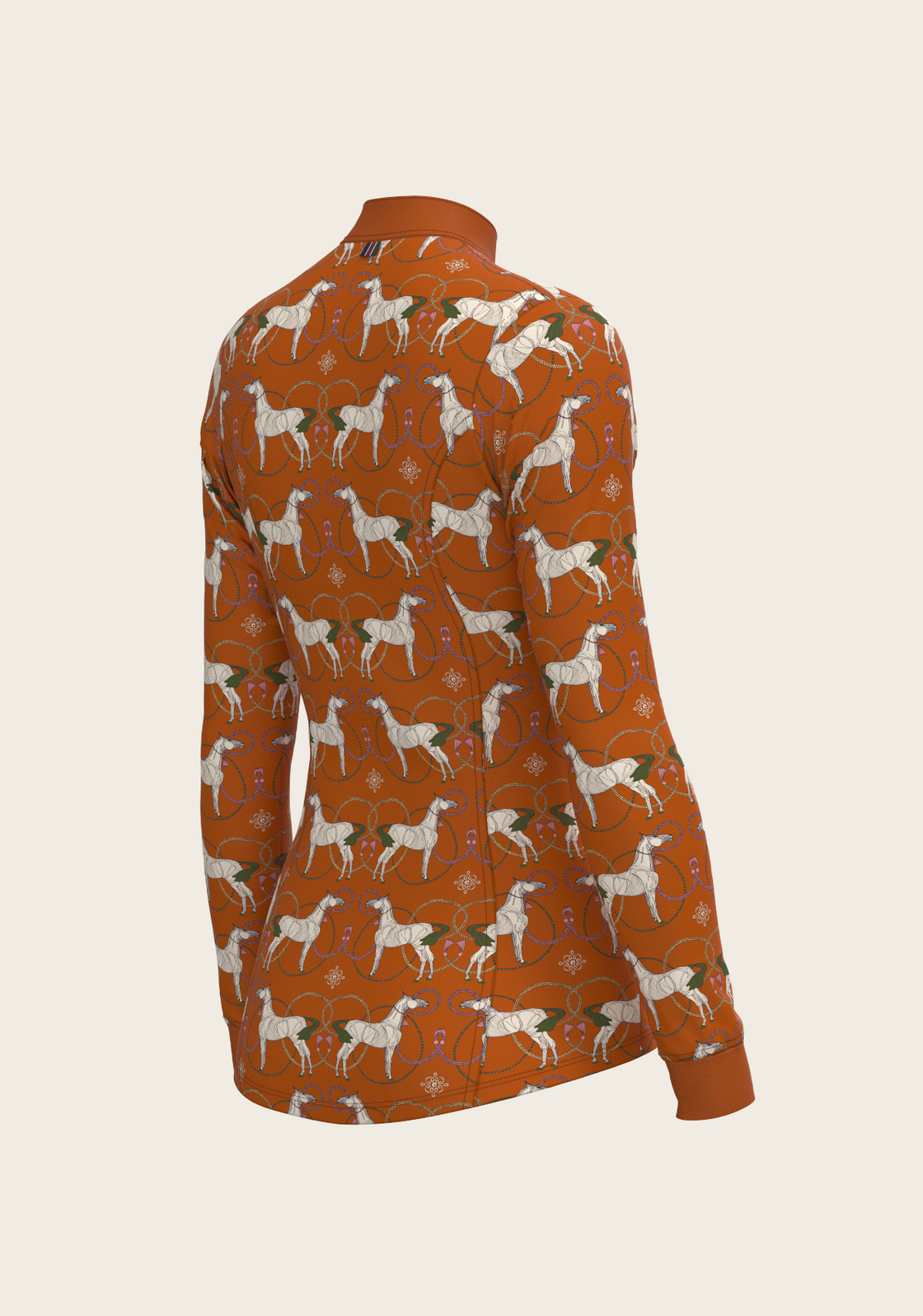 Roped Horses on Tan Quarter Zip Sun Shirt