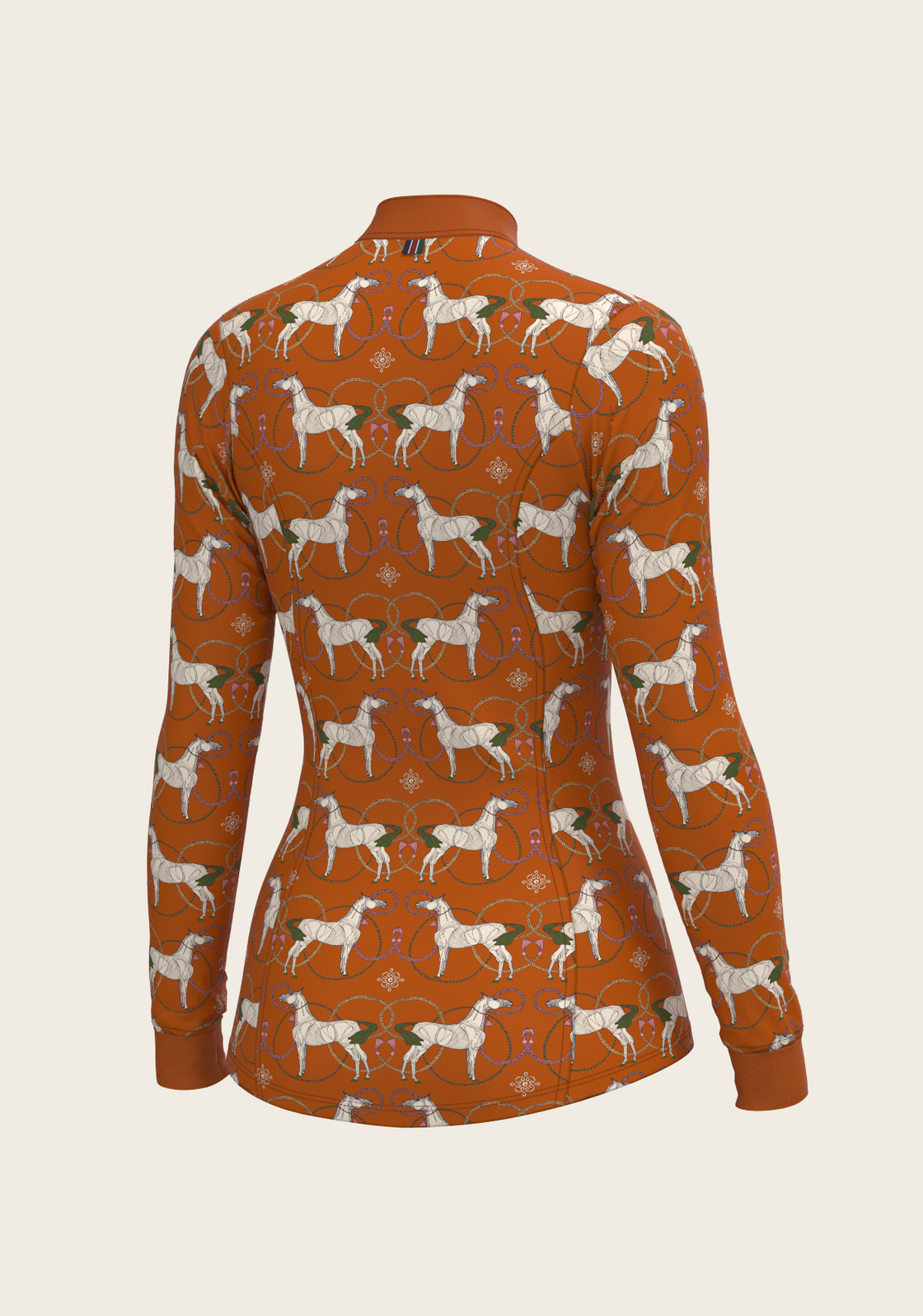 Roped Horses on Tan Quarter Zip Sun Shirt