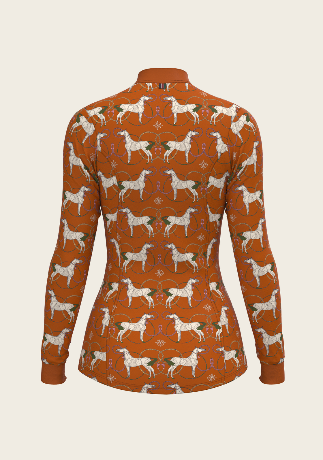 Roped Horses on Tan Quarter Zip Sun Shirt