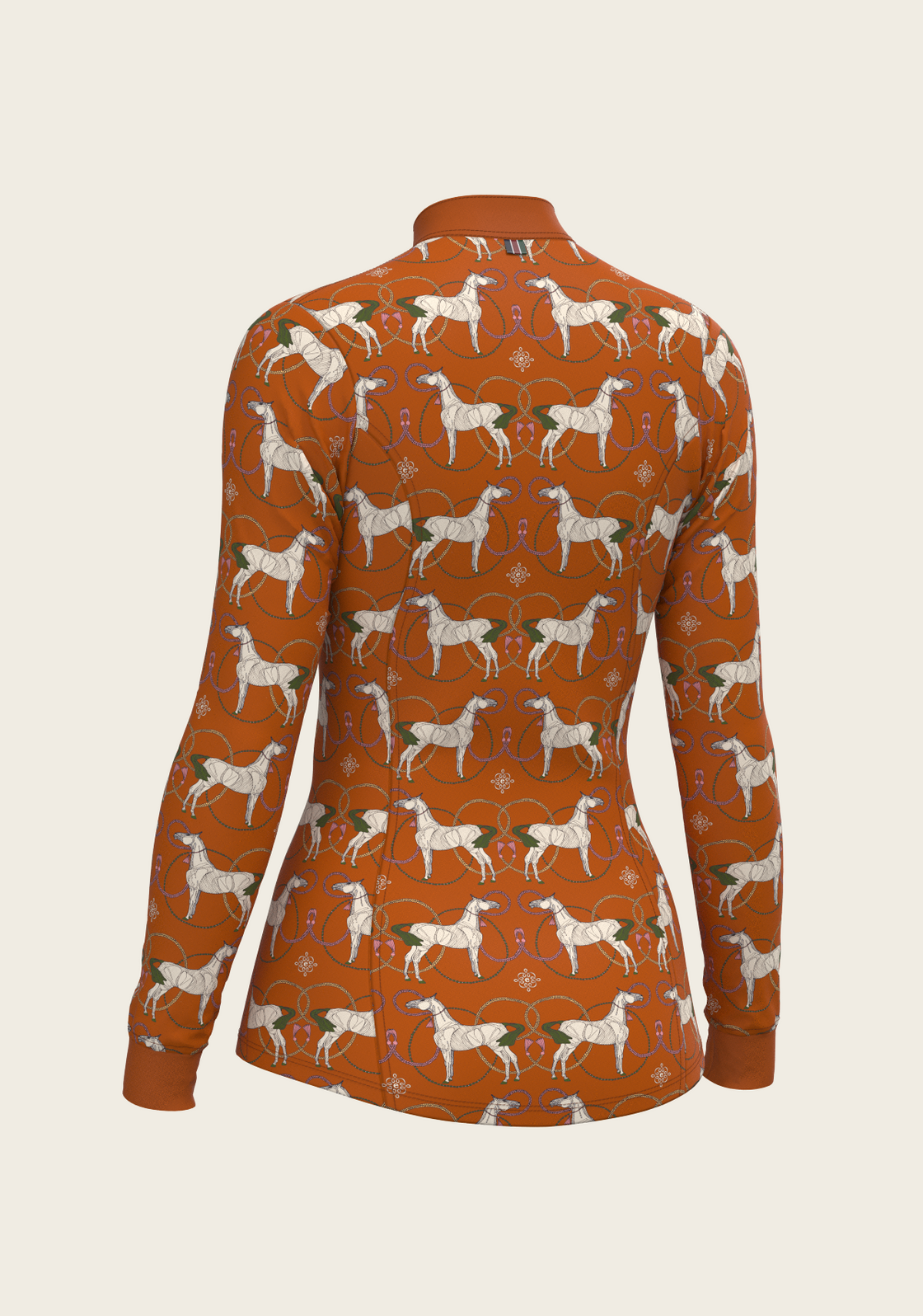 Roped Horses on Tan Quarter Zip Sun Shirt