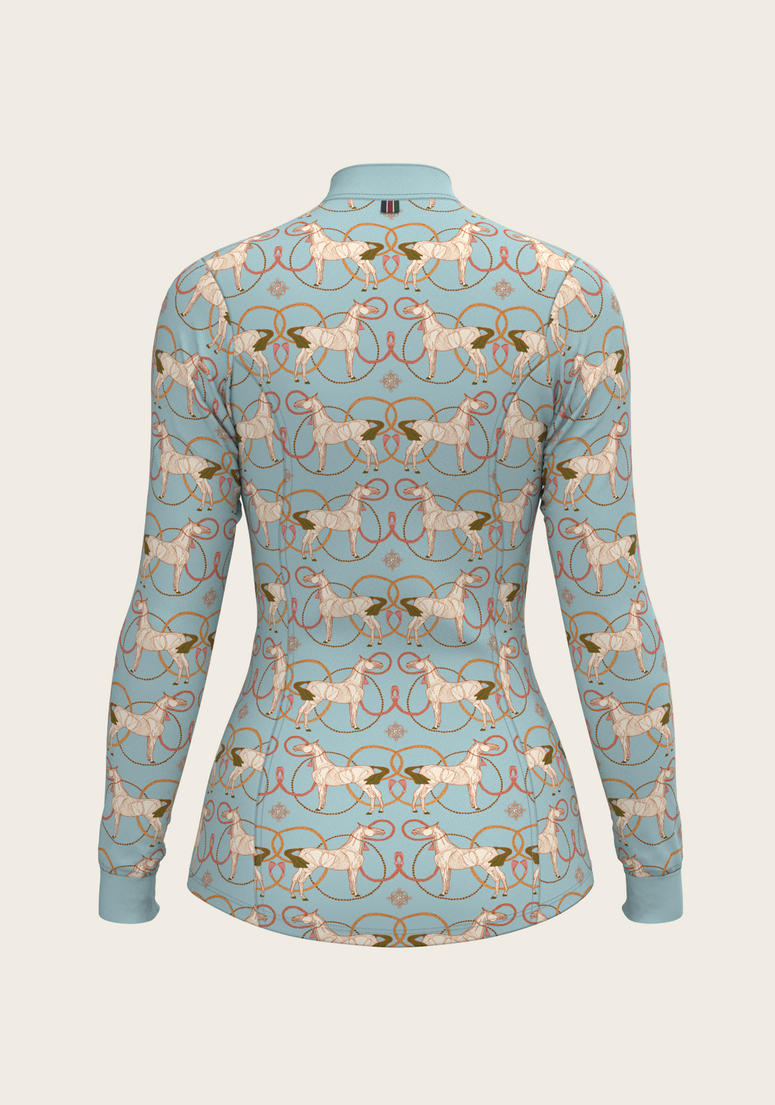 Roped Horses on Sky Blue Quarter Zip Sun Shirt