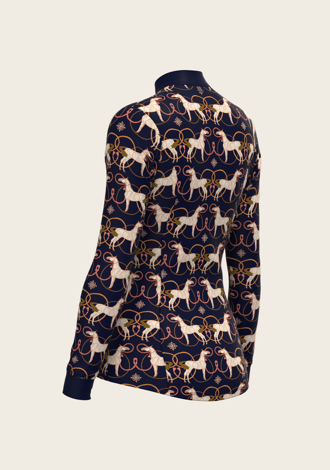 Roped Horses on Navy Quarter Zip Sun Shirt