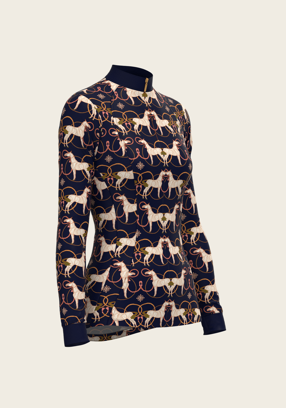 Roped Horses on Navy Quarter Zip Sun Shirt