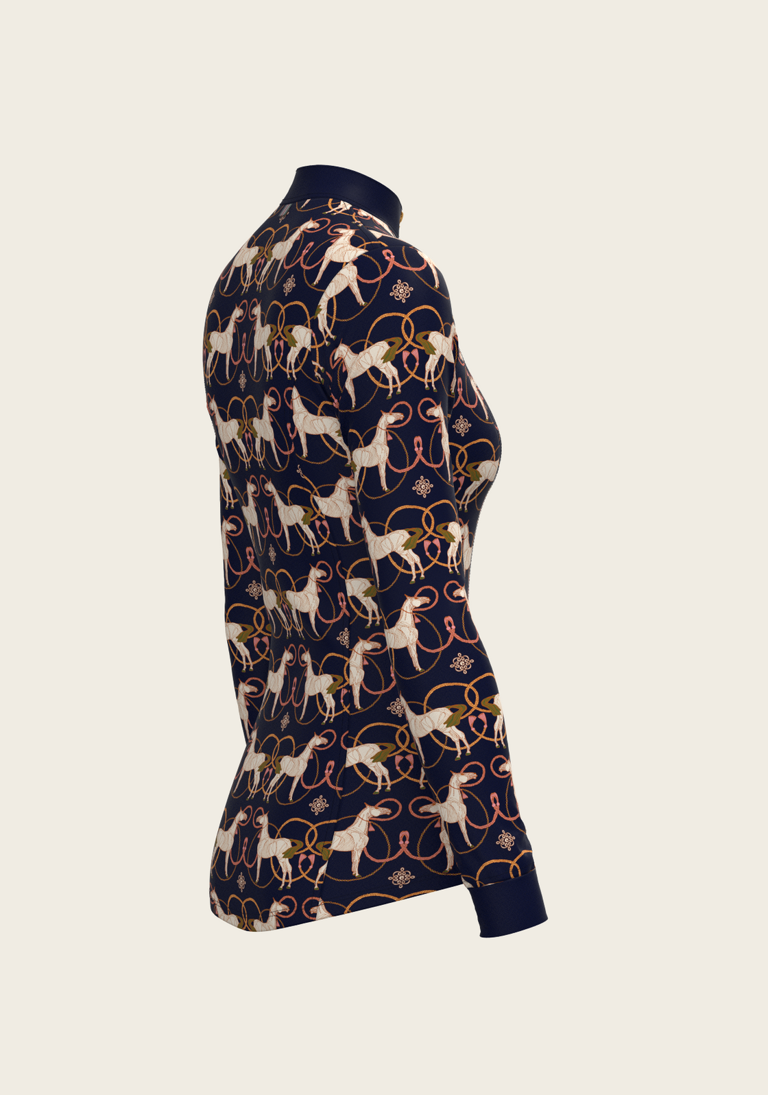 Roped Horses on Navy Quarter Zip Sun Shirt