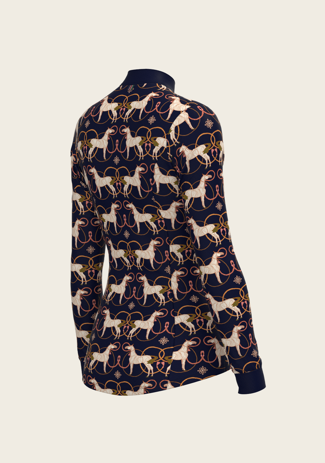 Roped Horses on Navy Quarter Zip Sun Shirt