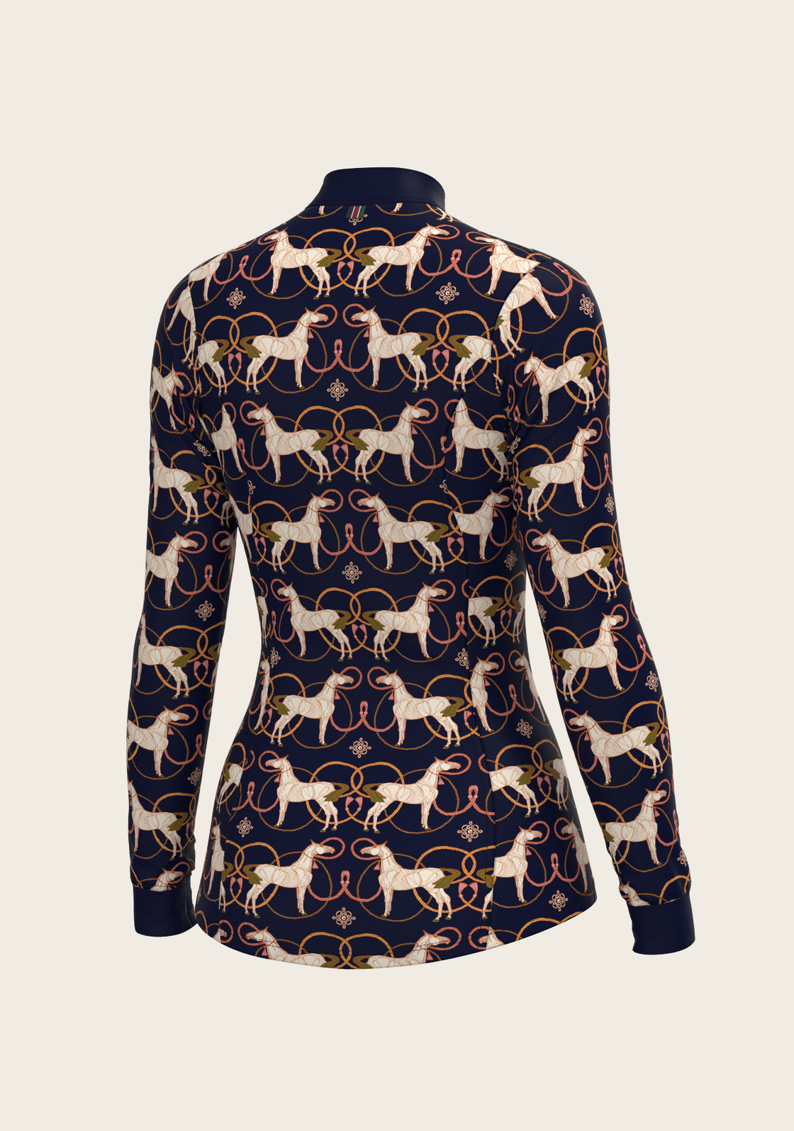 Roped Horses on Navy Quarter Zip Sun Shirt