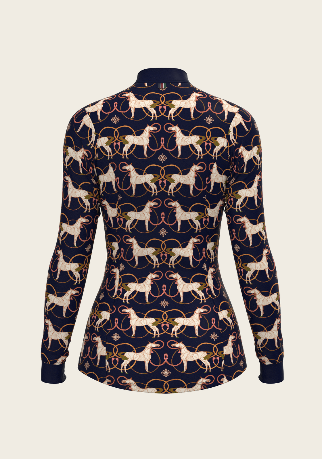 Roped Horses on Navy Quarter Zip Sun Shirt