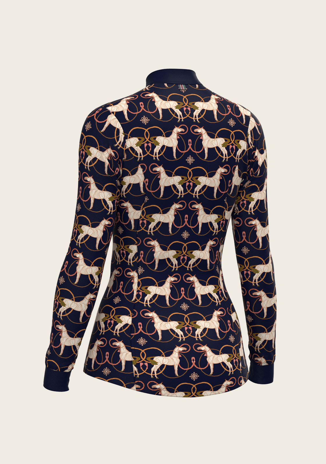 Roped Horses on Navy Quarter Zip Sun Shirt