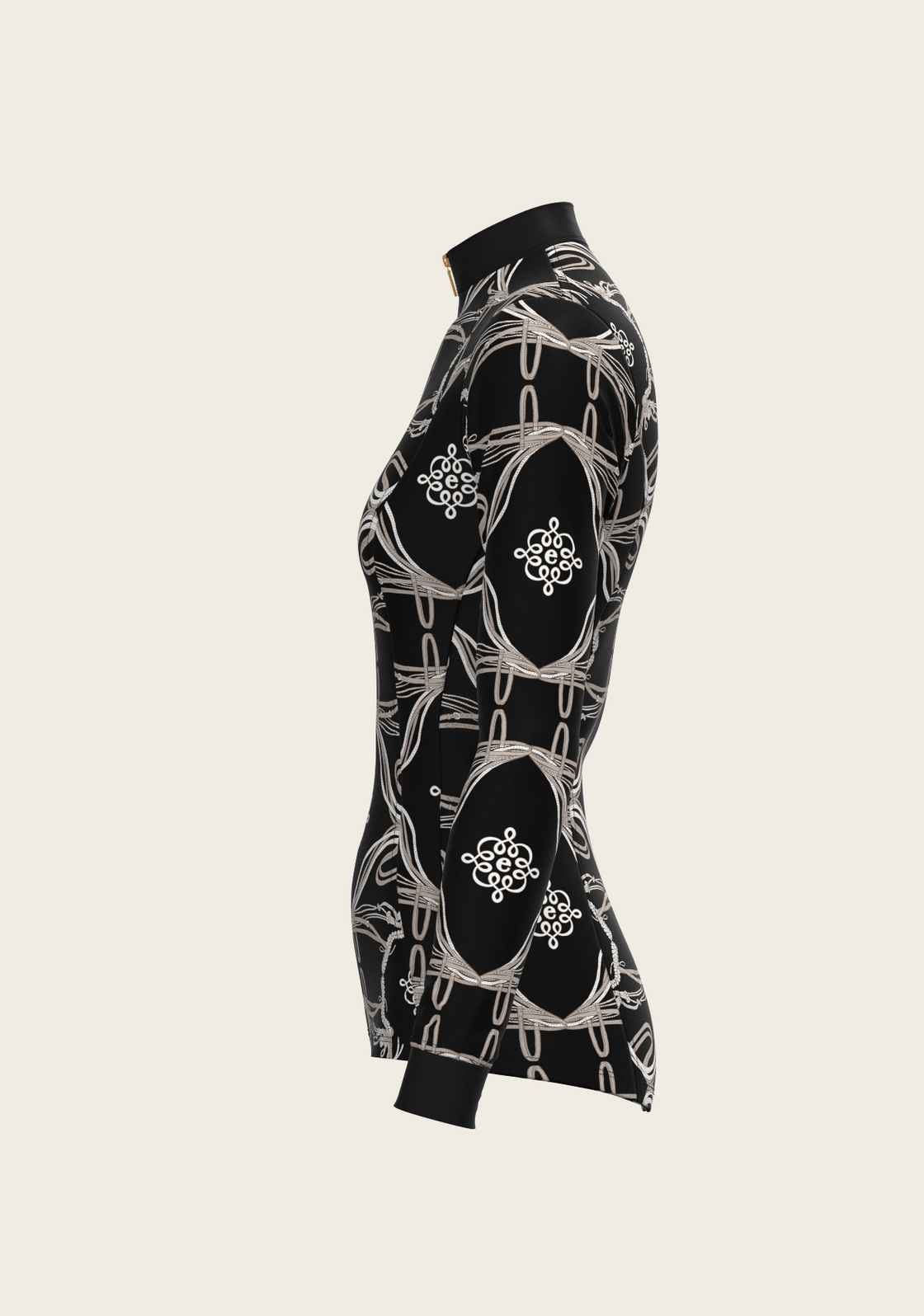 Roped Bridles on Black Quarter Zip Sun Shirt