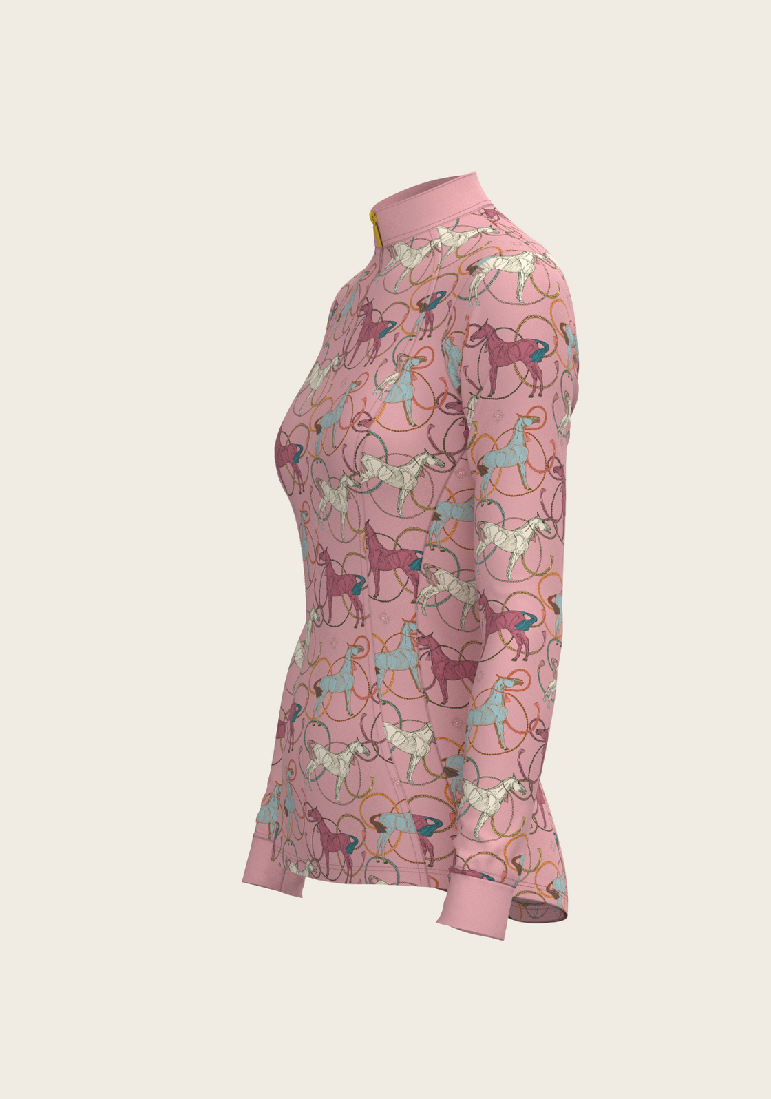 Roped Horses on Rose Quarter Zip Sun Shirt