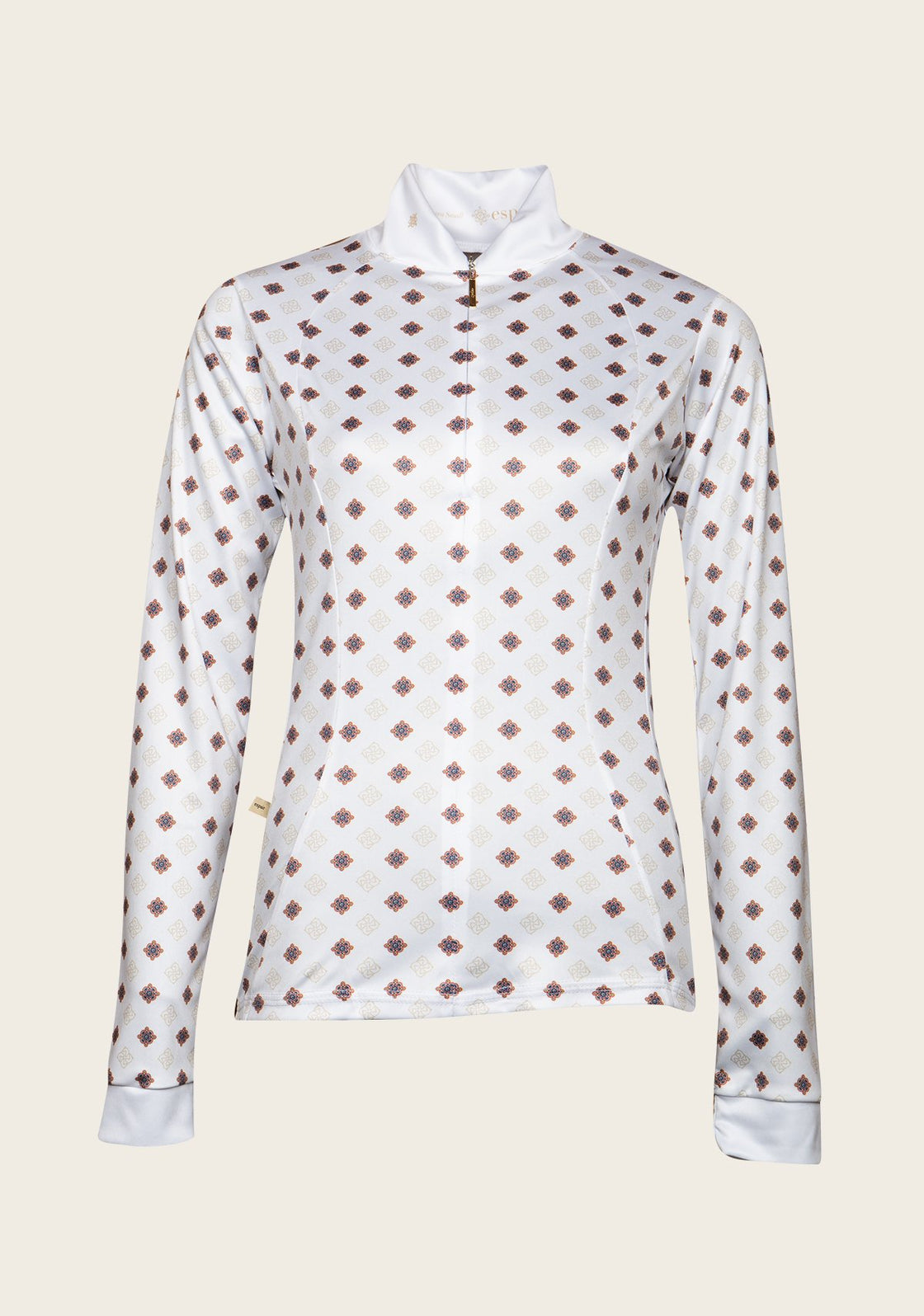 Espoir White Mosaic Quarter Zip Show Sun Shirt